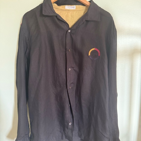 CORTIGIANI Other - Unisex Black Shirt with Multicolor Embroidered Patch